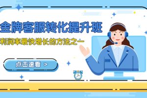 (8233期)金牌客服-转化提升班,利润率最快增长的方法之一(9节课)