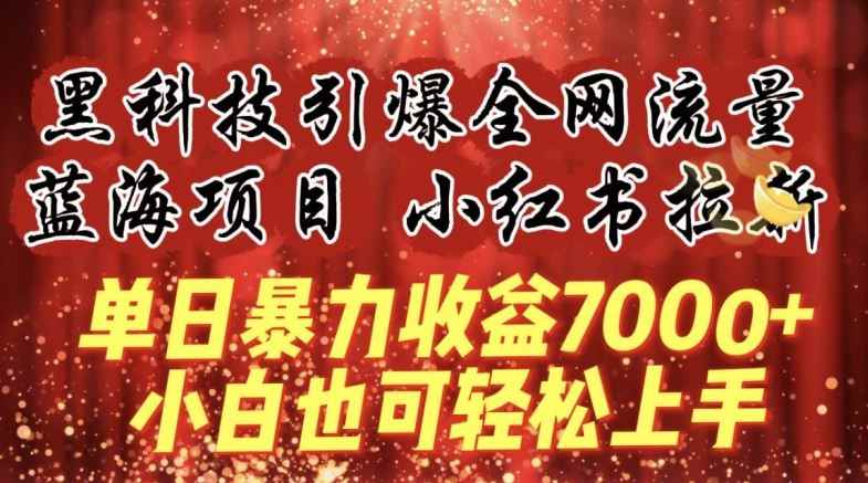 蓝海项目!黑科技引爆全网流量小红书拉新,单日暴力收益7000+,小白也能轻松上手【揭秘】