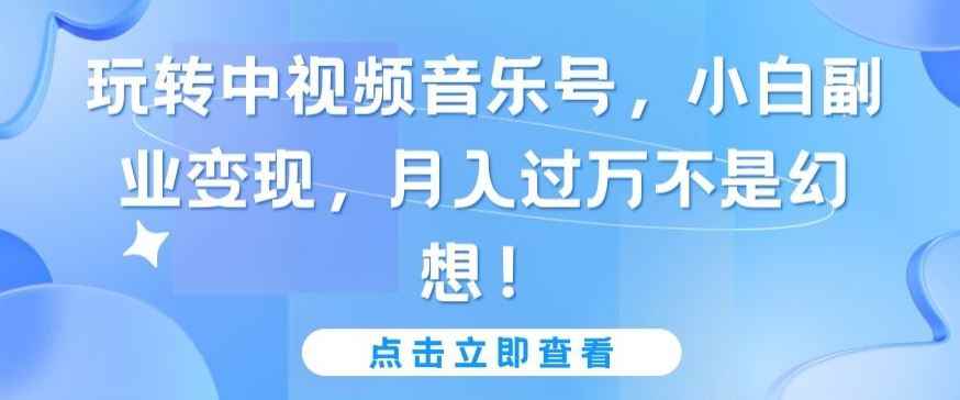 玩转中视频音乐号,小白副业变现,月入过万不是幻想【揭秘】