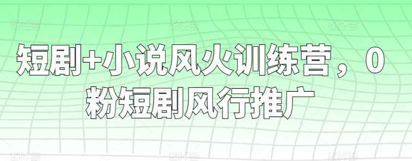短剧+小说风火训练营,0粉短剧风行推广