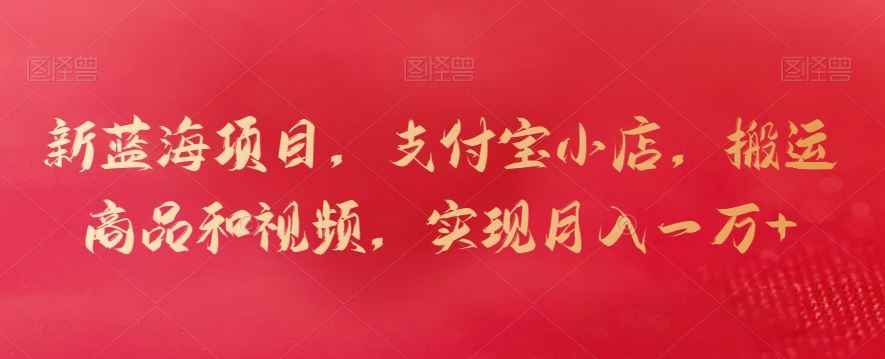 新蓝海项目,支付宝小店,搬运商品和视频,实现月入一万+【揭秘】