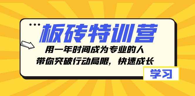 板砖特训营,用一年时间成为专业的人,带你突破行动局限,快速成长 板砖特训营,用一年时间成为专业的人,带你突破行动局限,快速成长