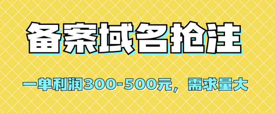 【全网首发】备案域名抢注，一单利润300-500元，需求量大