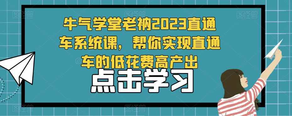 牛气学堂老衲2023直通车系统课,帮你实现直通车的低花费高产出