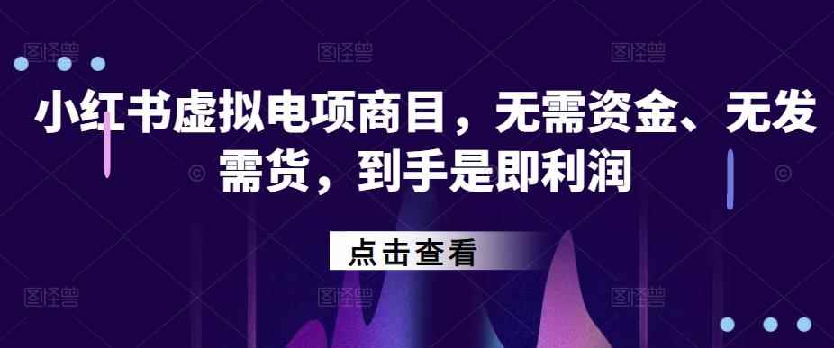 小红书虚拟电项商目,无需资金、无发需货,到手是即利润