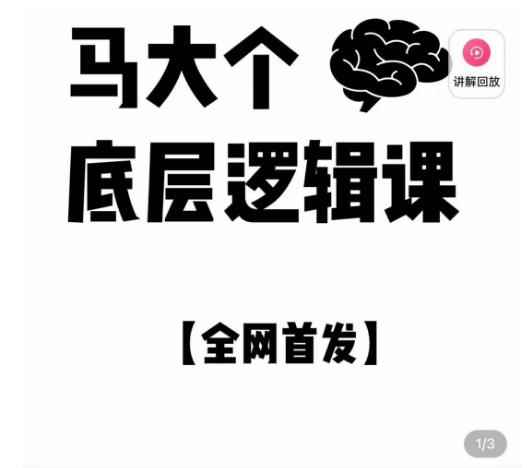 马大个·底层逻辑课,51节底层逻辑智慧课-价值1980元