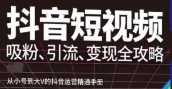 抖音视频号高级实操与理论课程:吸粉、引流、变现全攻略,从小号到大V的抖音运营精通手册