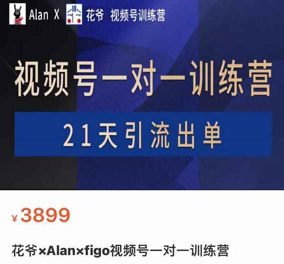 花爷×Alan×figo视频号训练营,带货,涨粉,直播,游戏,四大变现新方向,21天引流出单