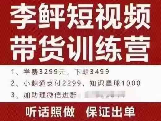 李鲆·短视频带货训练营（第10期），手把手教你短视频带货，听话照做，保证出单
