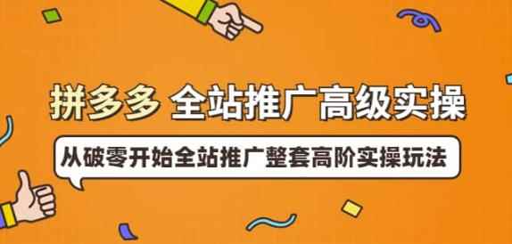 拼多多全站推广高级实操：从破零开始全站推广整套高阶实操玩法