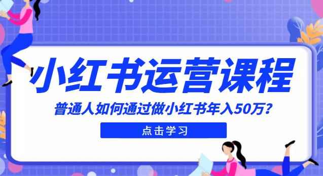 最适合普通人的小红书入门课程:普通人如何通过做小红书年入50万