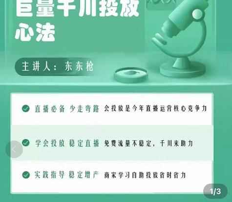 东仔千川优化师,巨量千川投放实操课,学会投放,稳定直播,稳定增产