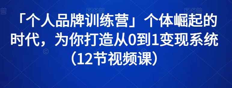 「个人品牌训练营」个体崛起的时代,为你打造从0到1变现系统(12节视频课)