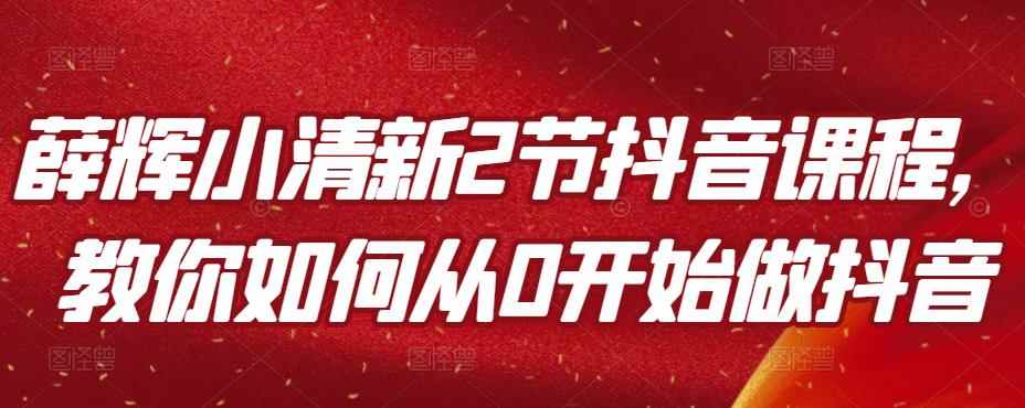薛辉小清新2节抖音课程,教你如何从0开始做抖音