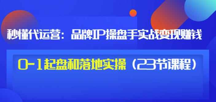 秒懂代运营:品牌IP操盘手实战赚钱,0-1起盘和落地实操(23节课程)价值199