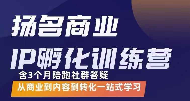 杨名商业IP孵化训练营,从商业到内容到转化一站式学 价值5980元