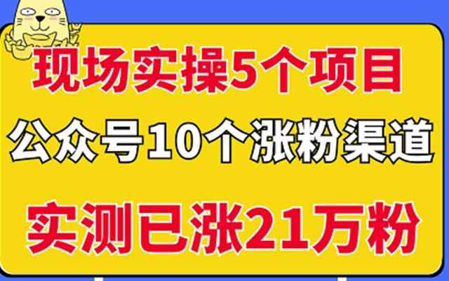 现场实操5个公众号项目,10个涨粉渠道,实测已涨21万粉!