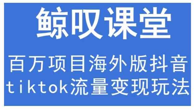 鲸叹号·海外TIKTOK训练营，百万项目海外版抖音tiktok流量变现玩法