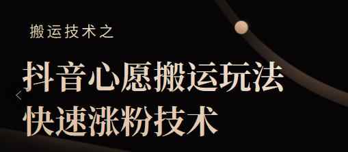 抖音心愿搬运玩法,快速涨粉技术【视频课程】