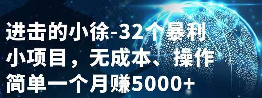 进击的小徐-32个暴利小项目,无成本、操作简单一个月赚5000+