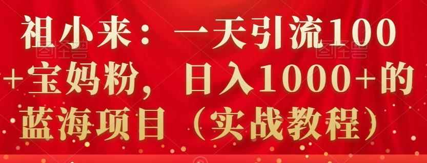 祖小来:一天引流100+宝妈粉,日入1000+的蓝海项目(实战教程)
