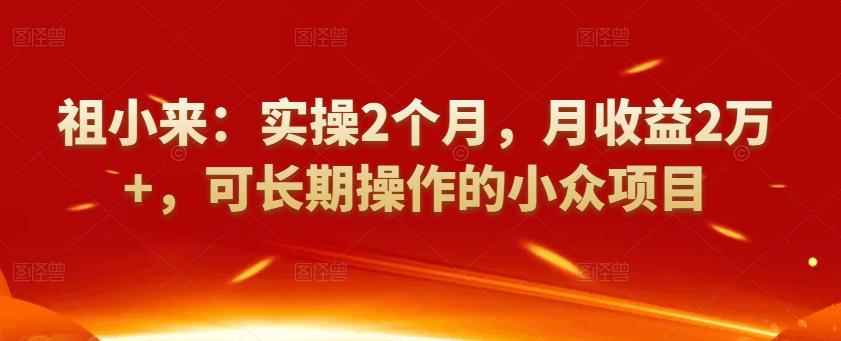 祖小来:实操2个月,月收益2万+,可长期操作的小众项目