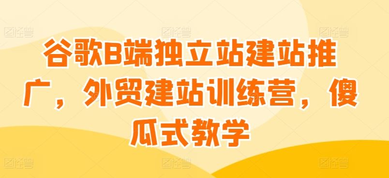 谷歌B端独立站建站推广,外贸建站训练营,傻瓜式教学