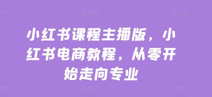 小红书课程主播版,小红书电商教程,从零开始走向专业