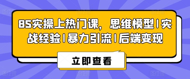 8S实操上热门课,思维模型|实战经验|暴力引流|后端变现