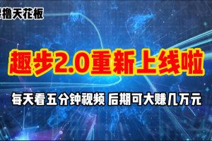 （11161期）零撸项目，趣步2.0上线啦，必做项目，零撸一两万，早入场早吃肉