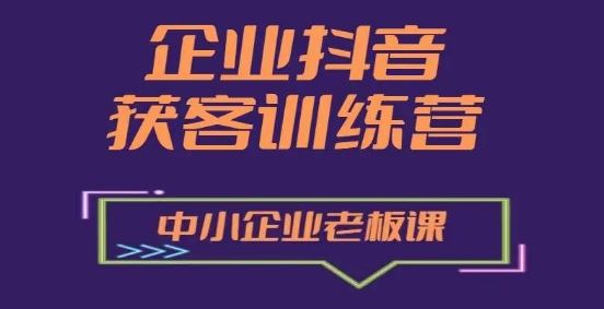 企业抖音营销获客增长训练营,中小企业老板必修课