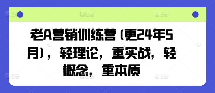 老A营销训练营(更24年7月),轻理论,重实战,轻概念,重本质