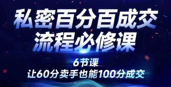 私密百分百成交流程线上训练营,绝对成交,让60分卖手也能100分成交
