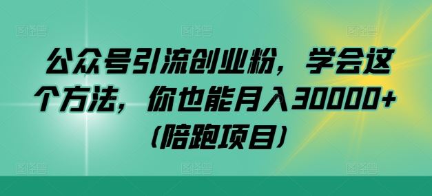 公众号引流创业粉,学会这个方法,你也能月入30000+ (陪跑项目)