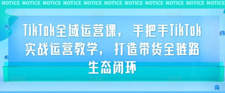TikTok全域运营课,手把手TikTok实战运营教学,打造带货全链路生态闭环