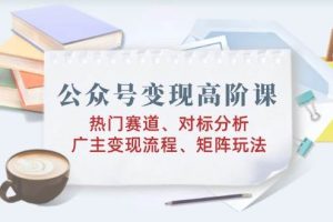 公众号变现高阶课：热门赛道、对标分析、广告主变现流程、矩阵玩法