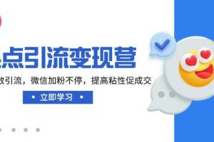 （14501期）热点引流变现营，抖音高效引流，微信加粉不停，提高粘性促成交
