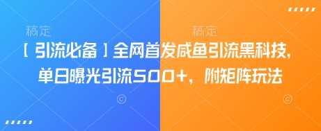 【引流必备】全网首发咸鱼引流黑科技,单日曝光引流500+,附矩阵玩法【揭秘】
