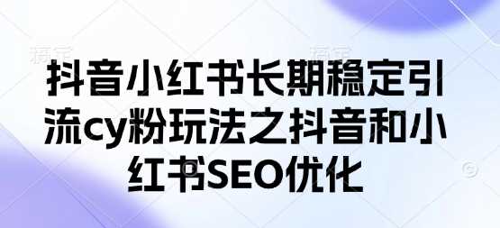 抖音小红书长期稳定引流cy粉玩法之抖音和小红书SEO优化