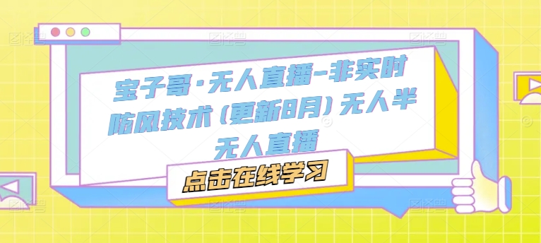 宝子哥·无人直播-非实时防风技术(更新25年5月)无人半无人直播