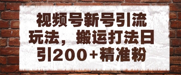 视频号新号引流玩法,搬运打法日引200+精准粉,可矩阵放大【揭秘】