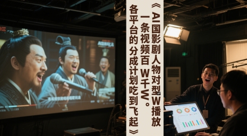 AI三国影视剧人物对口型唱歌玩法,一条视频百W千W播放,各平台的分成计划吃到飞起