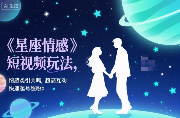 星座情感短视频玩法,情感类引共鸣,超高互动,快速起号涨粉