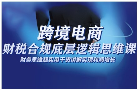 跨境电商财稅合规底层逻辑思维课，财务思维超实用于货讲解实现利润增长
