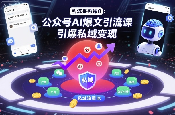 引流系列课8：公众号AI爆文引流课，引爆私域变现