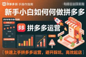新手小白如何做拼多多，快速上手拼多多运营，避开踩坑，高效起店