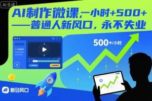 AI制作微课，一小时5张+，普通人新风口，永不失业