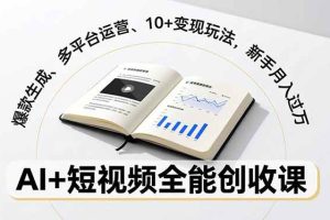 （16772期）AI+短视频全能创收课，爆款生成、多平台运营、10+变现玩法，新手月入过万