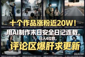 十个作品涨粉近20W！用AI制作末日安全日记连载，日入4位数，评论区爆肝求更新（附详细步骤）