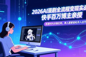 （17266期）2026AI漫剧全流程变现实战：快手百万博主亲授，吃透90%分账红利，单人居家轻松月入过万